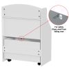 Modern Kids Bookshelf with Drawer, Toy Storage Organizer with Rolling Bin, Toy Chest for Playroom Nursery Bedroom, White